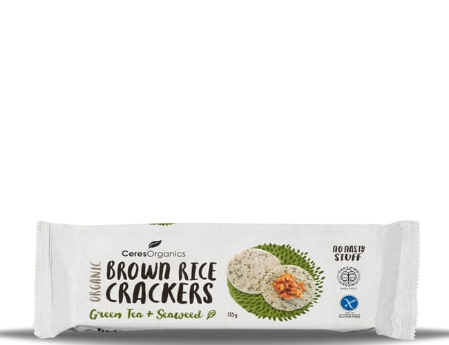 Ceres Organics Rice Crackers - Green Tea + Seaweed